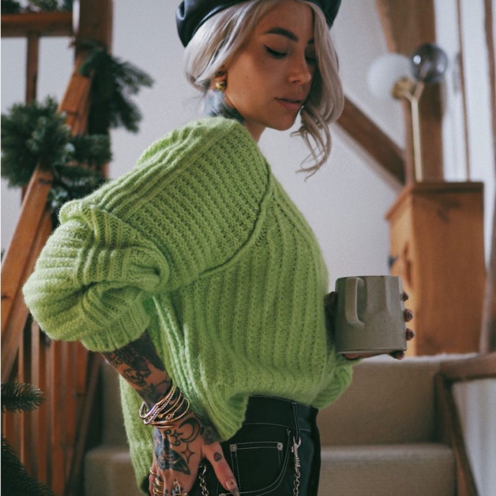 Free People Carter Pullover Neon Green *as seen on Sammi Jefcoate*